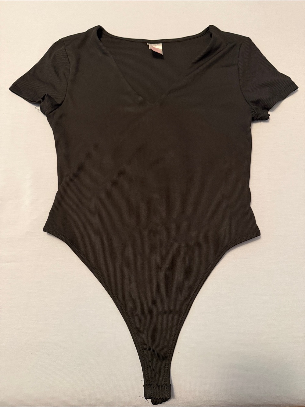 No Boundaries Black Ribbed V-Neck Bodysuit